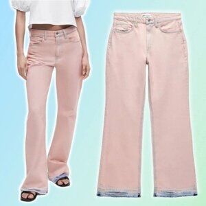 NWT ZARA Mid Rise Full Length Bootcut Jean Sz 4 Raw Destroyed Hem